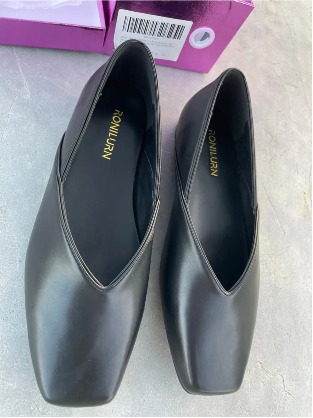 Women's RONILURN Black Square Toe Ballet Flats Size 8